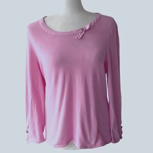Vintage Sigrid Olsen Pink Pullover Sweater Embellished SZ L
